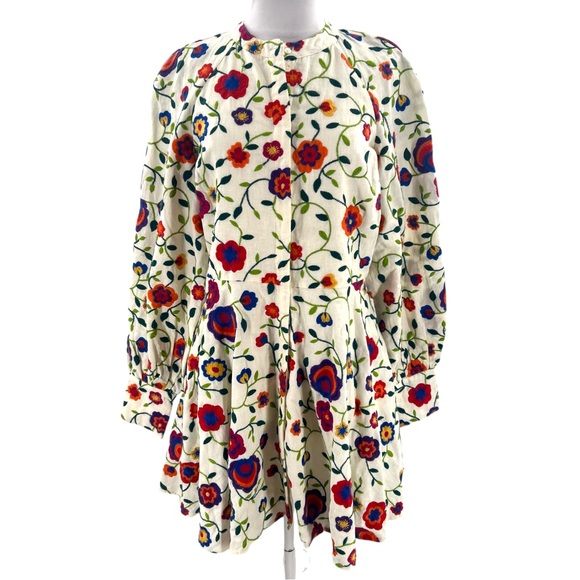 Sezane Alizia Dress in Multicolour Embroidered Flowers 40 Sz 8 - Picture 5 of 11